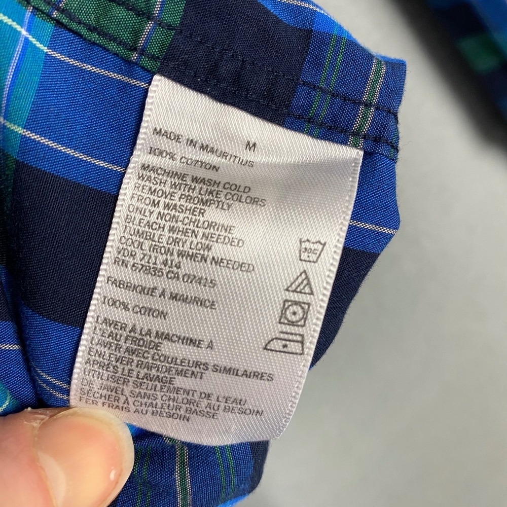Nautica Classic Fit Plaid Wrinkle Resistant Button Down Shirt Mens M Blue Green - Picture 5 of 7